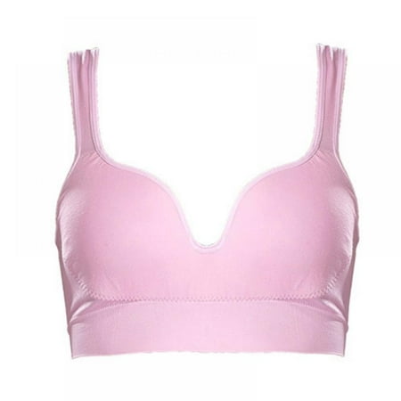 

LAST CLANCE SALE! Women s Wire-Free Activewear Mid Impact Molded Cup Seamless Sports Bra Pink 34/75BCD 36/80A