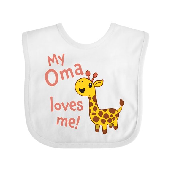 Inktastic My Oma Loves Me- Cute Giraffe Boys or Girls Baby Bib