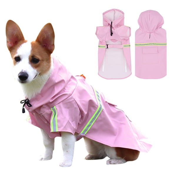Chubasquero para perro con capucha, bolsillo, reflectante, ajustable, impermeable, impermeable