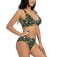 thumbnail image 2 of Kdxio Flamingos And Palm Leaves Print Women's 2 Piece High Waisted Wrap Spaghetti Strap Summer Swimsuit Bikini Set-XX-Large, 2 of 7