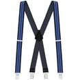 thumbnail image 2 of Buyless Fashion Textured Suspenders for Men - 48" Adjustable Straps 1 1/2" - X Back with Metal Clips - Black-Royal, 2 of 8