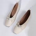 thumbnail image 4 of Commuter Shoes, Women's Bow Accent Square Toe Flats Comfortable Low Profile Dress Shoes with Flexible Walking Sole and Easy Style Office Work Shoes Ballet Commuter Shoes Flats, Beige US-9.5/EU-43, 4 of 9