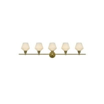 Living District Gene 5 Light Satin Gold and Frosted White Glass Wall Sconce