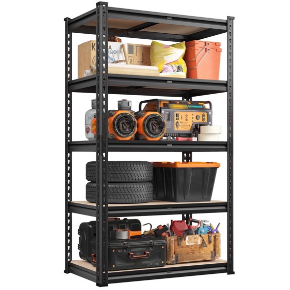 REIBII 5 Tier Garage Shelving Heavy Duty 1800LBS Storage Shelves Units,28"Lx12"Wx60"H
