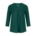 thumbnail image 4 of Patlollav Blouses Womens Casual V-Neck 3/4 Sleeve Solid Waist T-Shirt Tops, 4 of 6