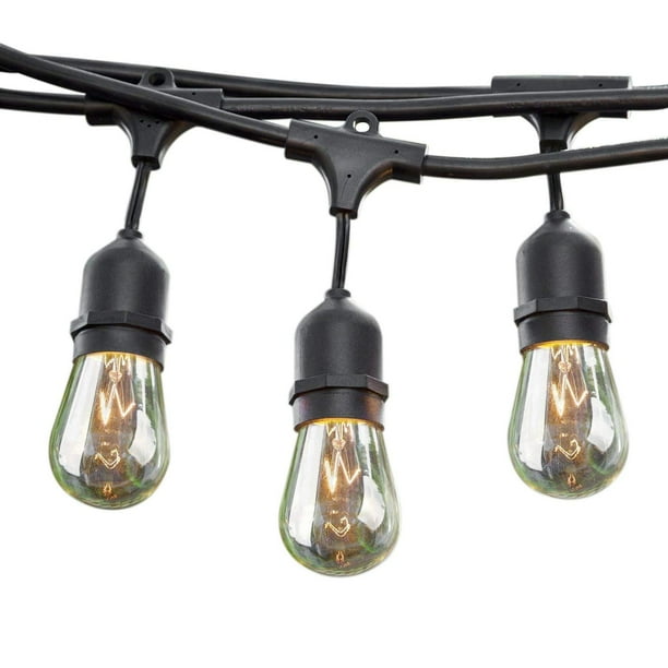 24 Ft Long Patio Outdoor String Lights Weatherproof Commercial Grade