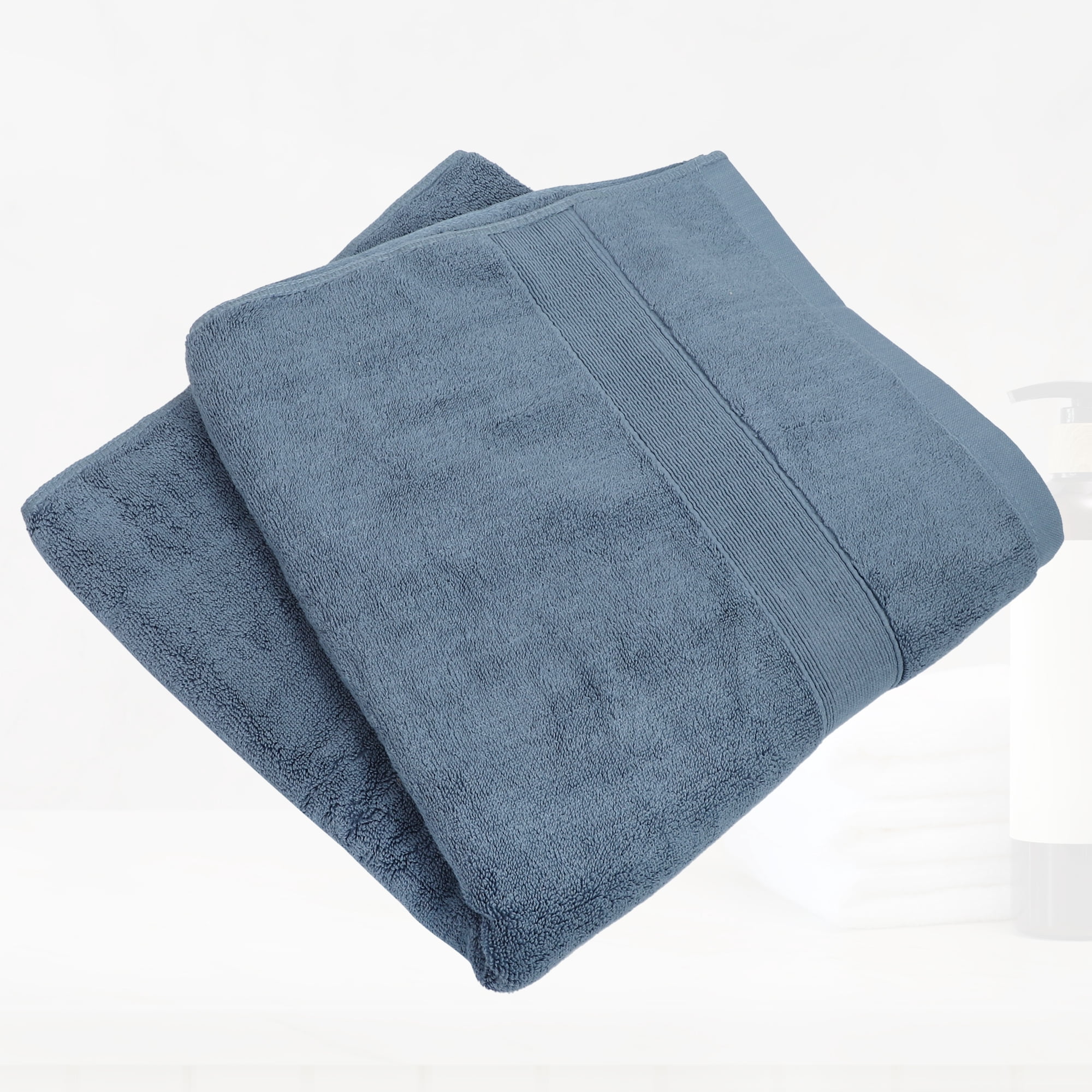 Unique Bargains 1 Pc Cotton Bath Towel Absorbent Cotton Towel 27.56"x55.12" Blue