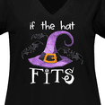 thumbnail image 4 of Inktastic If the Hat Fits Halloween Witch Hat and Bats Women's Plus Size V-Neck T-Shirt, 4 of 5