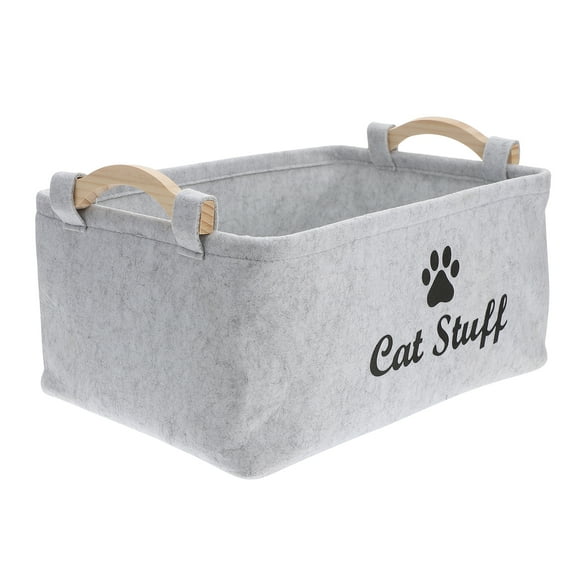 Pet Cat Toy Storage Container with Cloth Basket for Kids, Office, and Home Organization