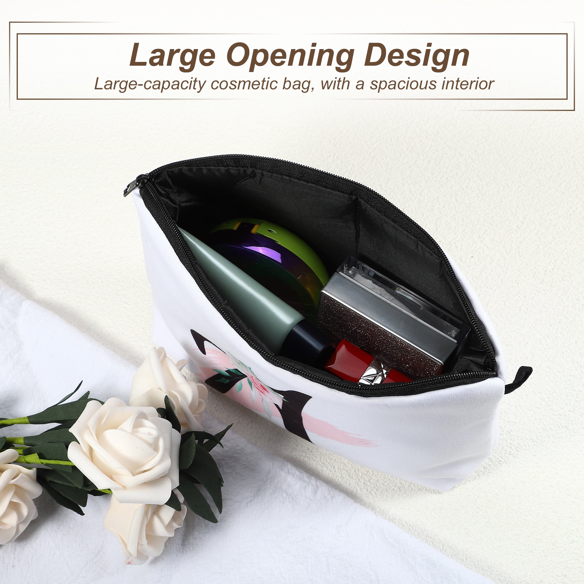 Unique Bargains Personalized Makeup Bag A Cosmetic Bag Small Monogrammed Purse White
