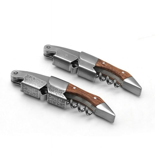 Abridor de botellas de vino de Sommelier, abridor de vino de doble palanca con resorte de palisandro, abridor de vino de palisandro Natural, 3 uds.