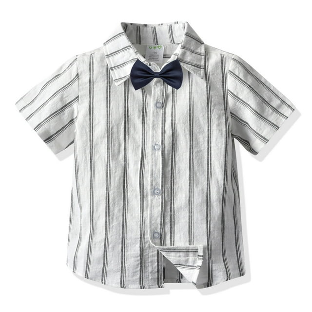 ITFABS Chemise d'Été pour Petits Garçons, Haut à Manches Courtes avec Col à Revers et Simple Boutonnage