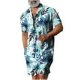 thumbnail image 2 of Rciityk Mens Hawaiian Short Sleeve Shirt Suits Flower Print Suits Tropical 2PC Sets Button Down Shirts And Shorts Outfit, 2 of 5