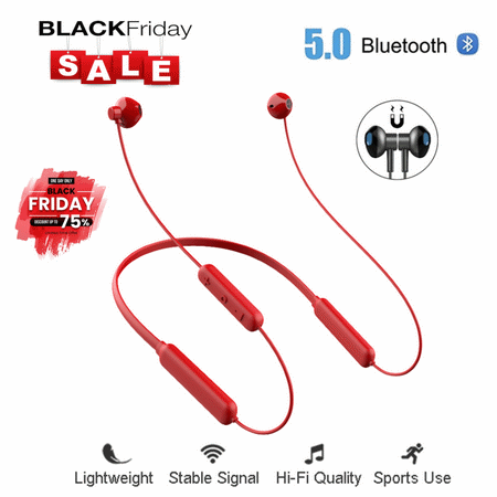 Black Friday!!![Newest 2019]Wireless Bluetooth Headphones for Workout Gym Running,10hrs Playtime Neckband Wireless Sport Earbuds,Magnetic Earphones w/Mic,IPX6 Waterproof Headphones for iOS