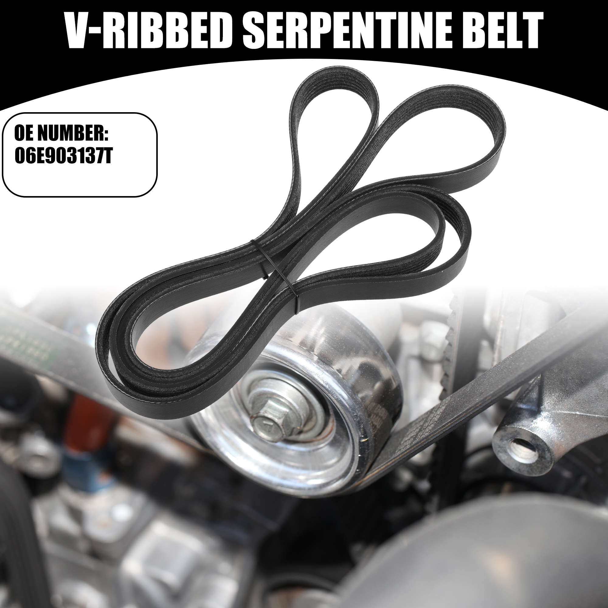 Unique Bargains V-Ribbed Serpentine Belt No.06E903137T Car Alternator Power Water Pump Belt for Audi S5 3.0L 2012-2017
