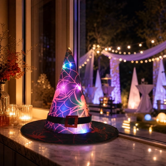 Halloween Decoration Lights, Glowing Witch Hat Table Decor, Hanging Witch Hat Lamps, Hanging Halloween Decorations for Indoor Outdoor Garden Yard Party Decor