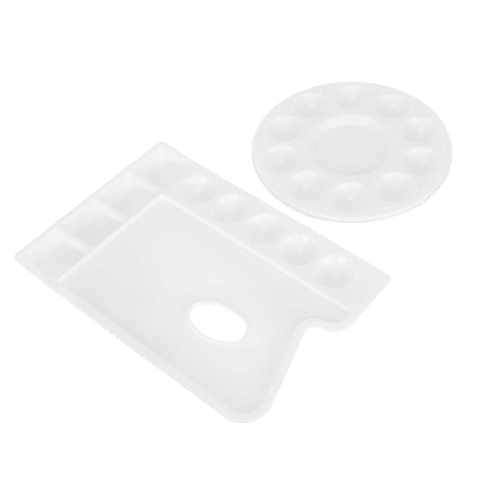 QIILU 2x Paint Tray Palettes Circular Rectangle Plastic Painting Palettes For DIY HOT Walmart