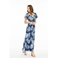 thumbnail image 2 of Women's Hawaiian Maxi Ruffle Sleeve Dress in Palm Leaves Navy, 2 of 5