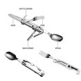 thumbnail image 4 of Cubiertos plegables para acampar, vajilla portátil multifunción, cuchillo, tenedor, cuchara, abridor de botellas, cubiertos para exteriores, equipo para acampar, acero inoxidable, 4 of 5