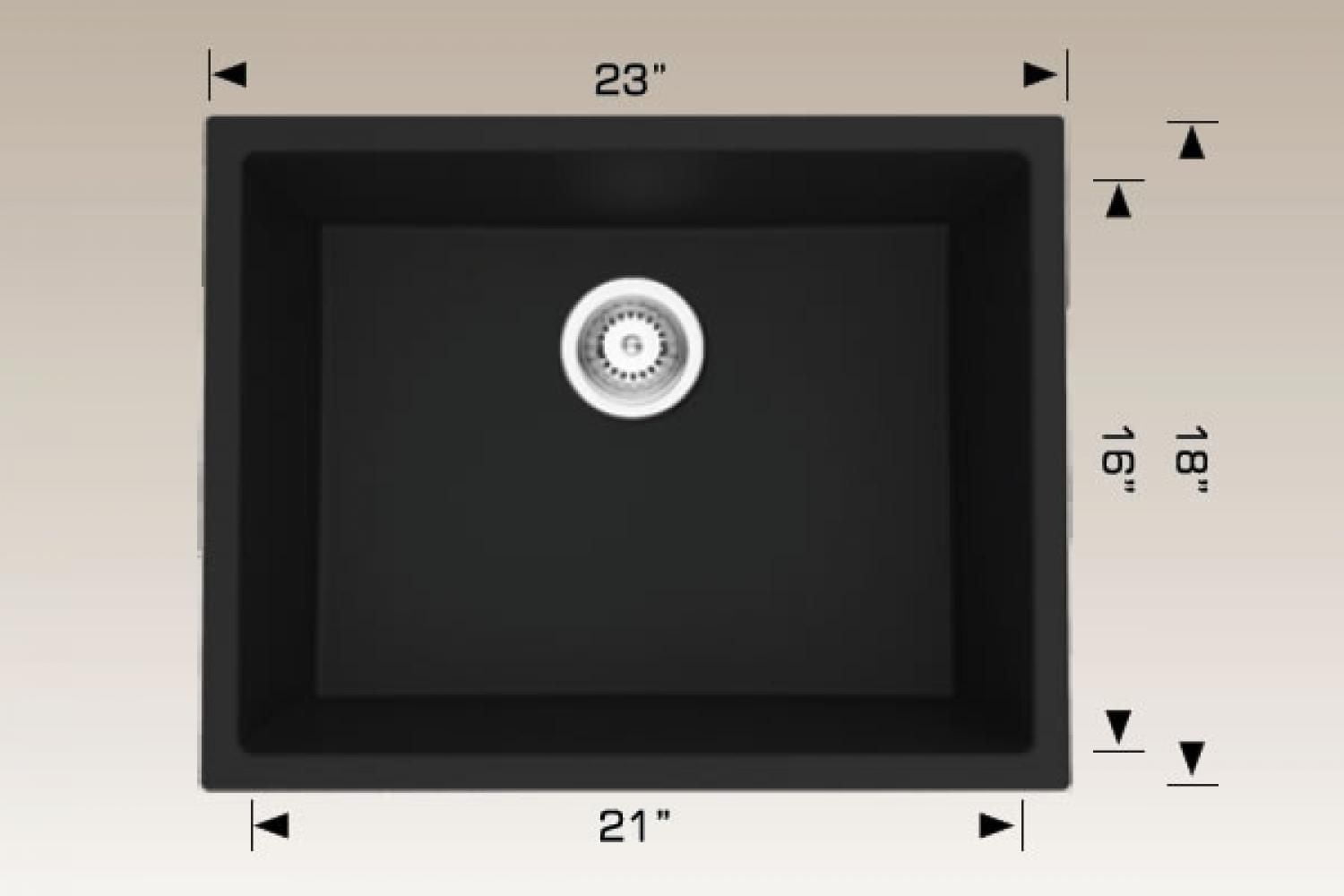 American Imaginations 23-in. W CSA Approved Black Granite Composite Kitchen Sink With 1 BowlAI-34530