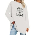 thumbnail image 2 of Jinhomg 2025 Fall Casual Sweatshirt for Women Trendy Long Sleeve Dandelion Letter Print Tops Oversized Cozy Round Neck T-Shirts Spring Saving Today White M, 2 of 4