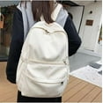 thumbnail image 2 of LHSHID Preppy Corduroy Backpack Large Aesthetic Backpack Fit 15.6 inch Laptop College Backpack Cute Book Bag Casual Daypack (White,One Size), 2 of 7