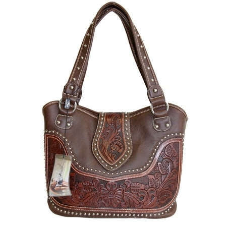 Montana West Ladies Concealed Gun Carrying Purse Tooled Genuine Leather