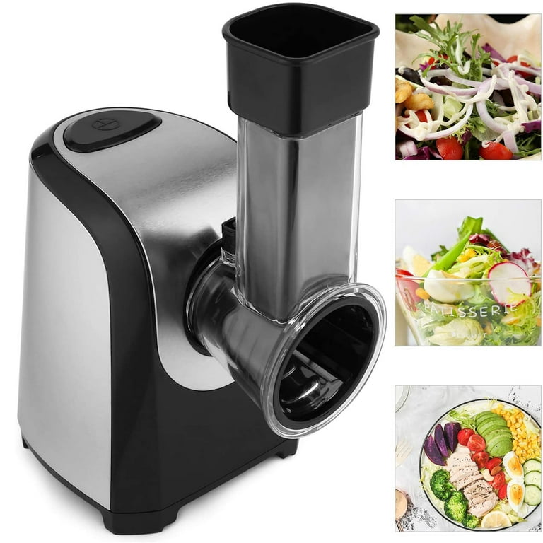 Qhomic Electric Cheese Grater,5 in-1 Professional Electric Vegetable Slicer  Rotary Electric Gratersr/Salad/Chopper/Shooter with One-Touch Control with  5 Free Attachments,150W 