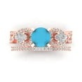 thumbnail image 2 of Clara Pucci 18K Rose Gold 1.925 Simulated Turquoise Engraveable Engagement Ring + Wedding Band Set, 2 of 7
