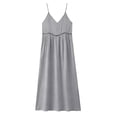 thumbnail image 4 of Dvprdro Cotton Linen V Neck Spaghetti Strap Maxi Dress for Women Loose Fit Tiered Ruffle Hem Summer Beach Solid, 4 of 8