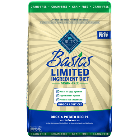 Blue Buffalo Basics Limited Ingredient Diet Grain Free, Natural Indoor Adult Dry Cat Food, Duck & Potato,