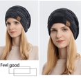 thumbnail image 4 of Gorro de Punto de Lana de Colores Mezclados de Cachemira de Otoño e Invierno BRILLAR 2 Piezas Azul Marino, 4 of 5