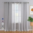 thumbnail image 3 of Sheer Curtains Long for Living Room Bedroom, Bathroom Curtain Window Grommet Voile Drapes, Stripe Farmhouse Curtains Faux Linen Window Treatments Curtain,Dark Grey, 52"X95",2 Panels, 3 of 7