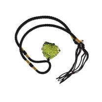 Guodhu Moldavite Irregular Natural Stone Gemstone Crystal Meteorite Pendant Necklace Handwoven Rope Chain Necklaec for Women Men Energy Jewelry Gift