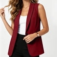 thumbnail image 5 of Olyvenn Womens Notch Lapel Single Button Sleeveless Blazer Vest, Mid Length Straight Cut Side Hand Pockets Tailored Fit Wine XL, 5 of 7