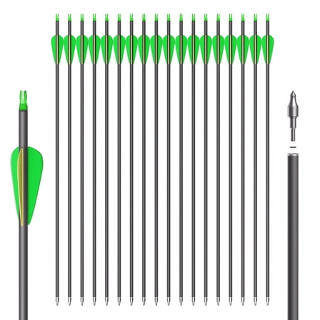 NorthSpoor 31" 18Pcs Archery Carbon Arrows Practice Hunting Arrow with Removable Tips Shaft Spine 500 for Both Compound Bow and Recurve Bows