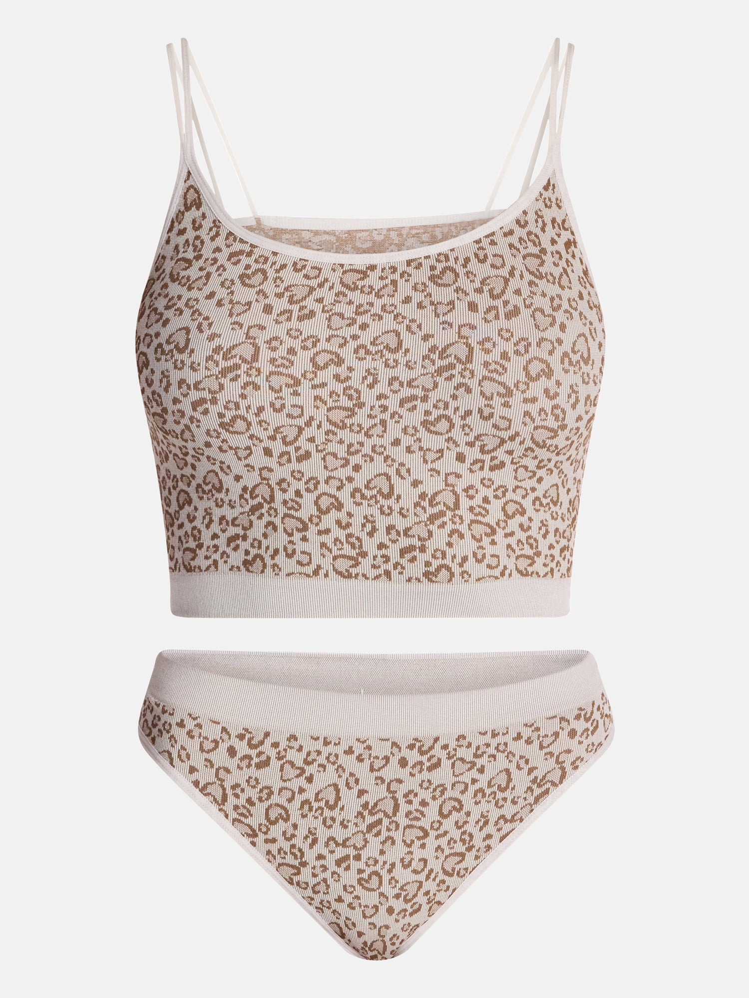No Boundaries Seamless Cami Bra and Thong Panties Set, 2 Piece, Women's XS-XXXL