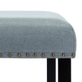 thumbnail image 2 of Duhome Upholstered Bench with Nailhead Trim, Mid-Century Dining Bench Entryway Bench with Wooden Legs Bedroom Bench, Linen Blue, 2 of 8