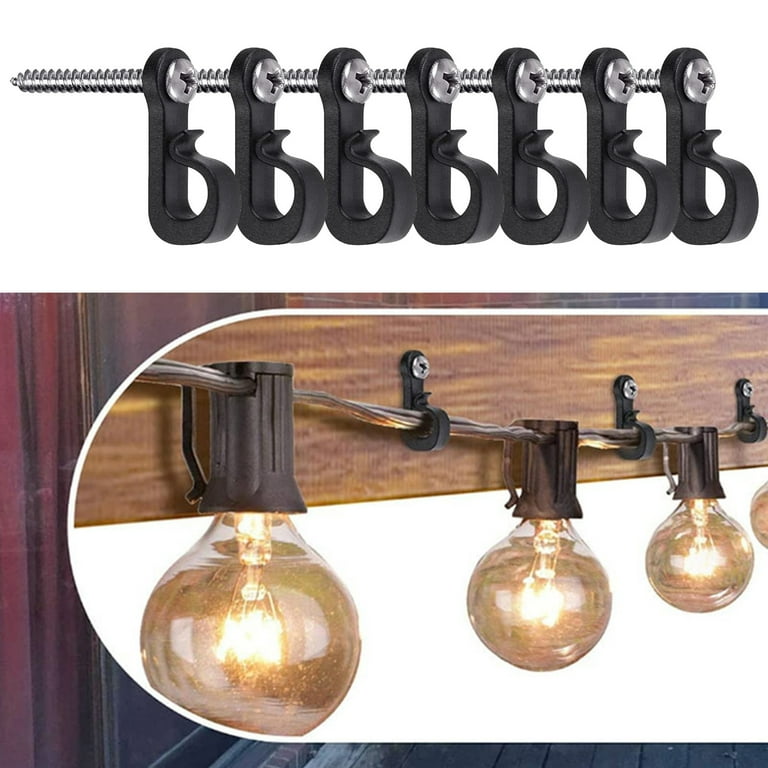 20pcs Light Hanger Hooks for Outdoor String Lights, Screw Hooks for Hanging Christmas Light, Light Wire and LED Light Clips, Wall Patio Hooks for