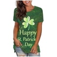 thumbnail image 1 of Pompotops Femmes Casual St. Patrick'S Day Imprimé Manches Courtes O-Cou Pull-Shirt Tops, 1 of 5