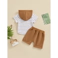 thumbnail image 5 of Musuos Baby Boy Summer Outfits 6 12 18 24M 3T Short Sleeve Striped Hoodie + Rolled Shorts Set Toddler Clothes, 5 of 10