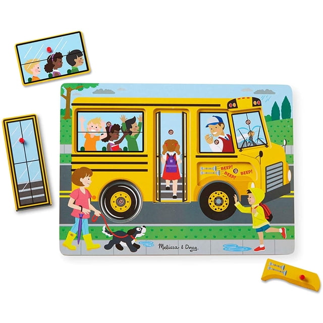 Rompecabezas Ruedas del Autobús Melissa & Doug con Sonido Educativo Madera Infantil Melissa & Doug MD-7453