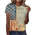thumbnail image 2 of 4th of July T Shirts Women Patriotic Womens Shirt Memorial Day Tees Independence Day T Shirt Ladies New Short-Sleeved Round Neck Pullover Independence Day Printed Casual Tops, 2 of 4