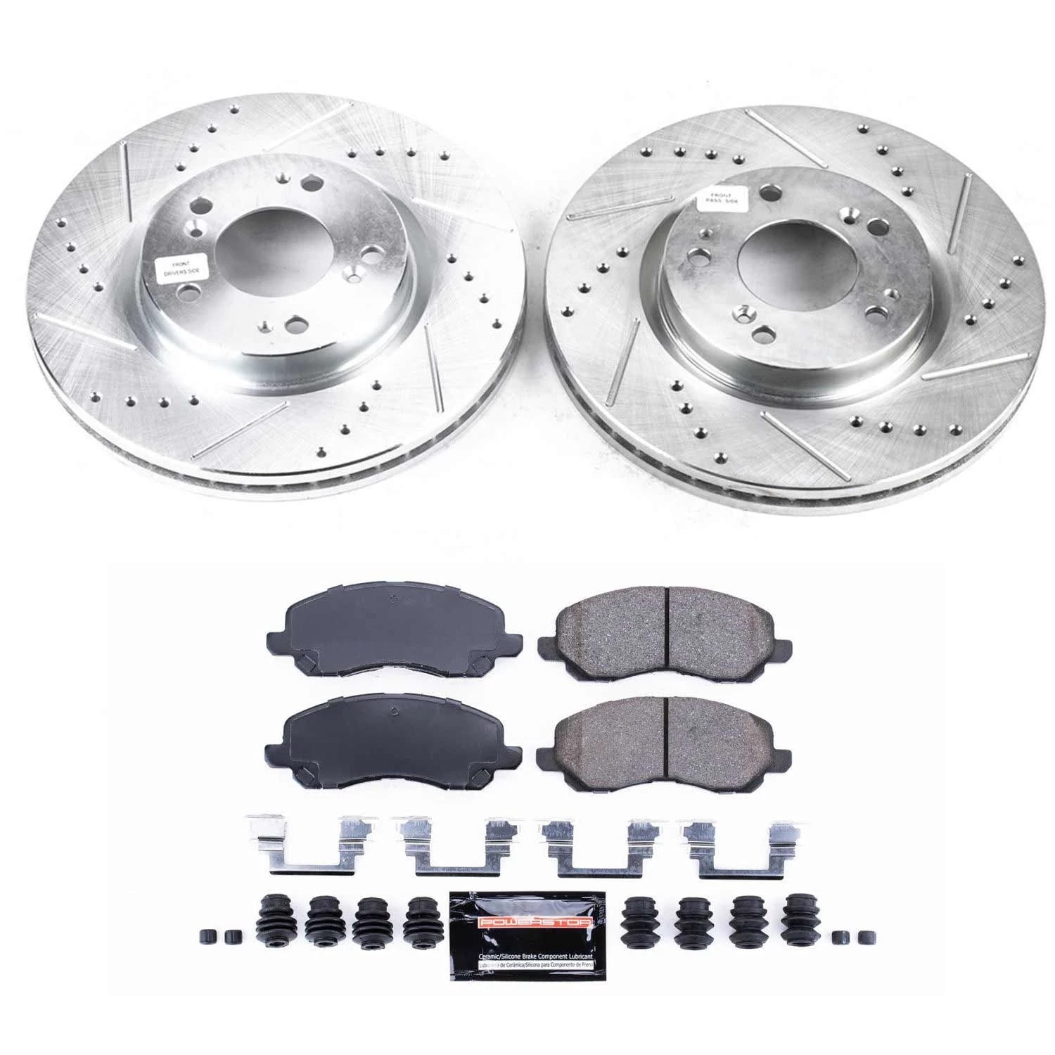 PowerStop Front Z23 Evolution Sport Carbon-Fiber Ceramic Brake Pad and Drilled & Slotted Rotor Kit Fits: MITSUBISHI Select Models K094