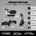 thumbnail image 4 of Manual Fold Electric Scooter w/24.5V Battery, Fits Car Trunk, 15KM Range, Light 4-Wheel for Travel, Red, 4 of 8