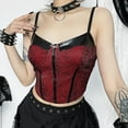 thumbnail image 2 of Gothic Punk Red Camis Women Streetwear Harajuku Spiderweb Patchwork Crop Tank Tops Emo Alternative Grunge Rave Outfits, 2 of 13