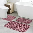 thumbnail image 4 of Black and Pink Leopard Print Bathroom Rug Set 3 Piece,Non-Slip Bath Mat Set with U-Shaped Contour and Runner Soft Absorbent Washable, 4 of 5