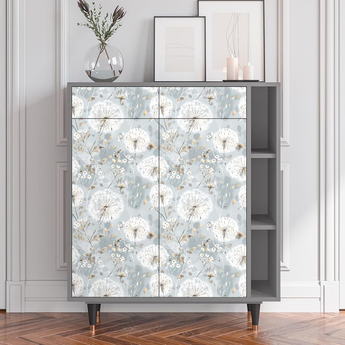 Floral Wallpaper Peel and Stick Dandelion Wallpaper Floral Contact Paper 17.7"x118.1" Vintage Flower Contact Paper Boho Self Adhesive Removable for Bedroom Cabinets Decorative Wall Vinyl