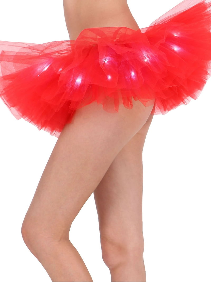 Red Tutu Women's LED Light Up Neon Tulle Glow Night 5K Run Tutu