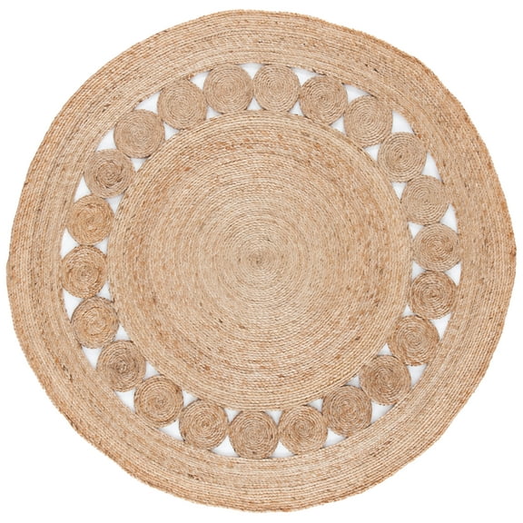 SAFAVIEH Natural Fiber Charmaine Geometric Area Rug, Natural, 5' x 5' Round